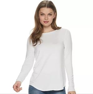 Apt. 9 Basic White Long Sleeve Tee